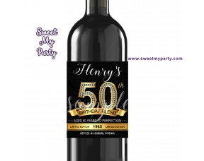 50th 60th 40th 30th Birthday wine labels,Gold Diamonds personalized wine labels,(2ab)